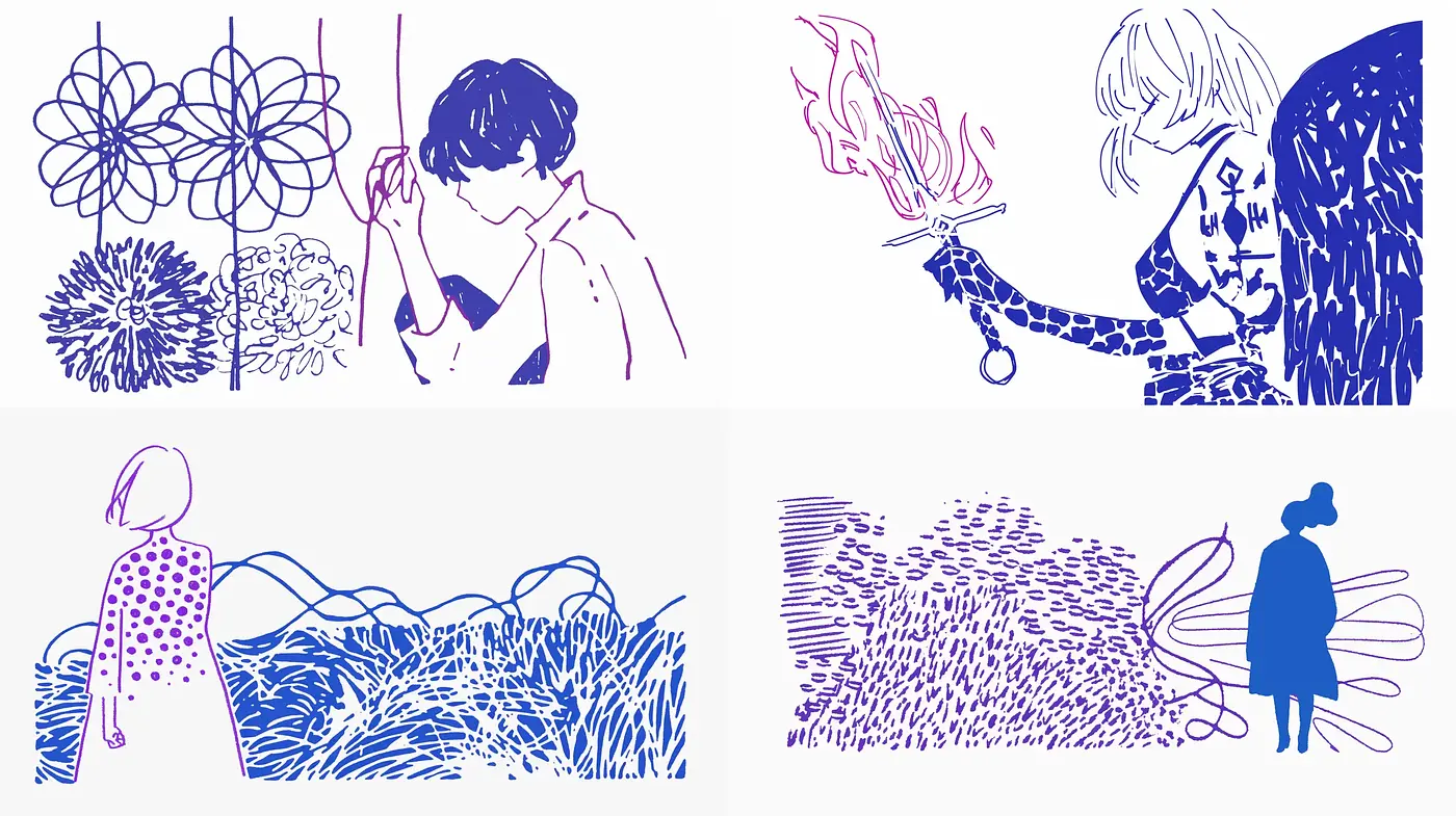 Ethereal Monochrome Line Art Exploration - Midjourney sref style