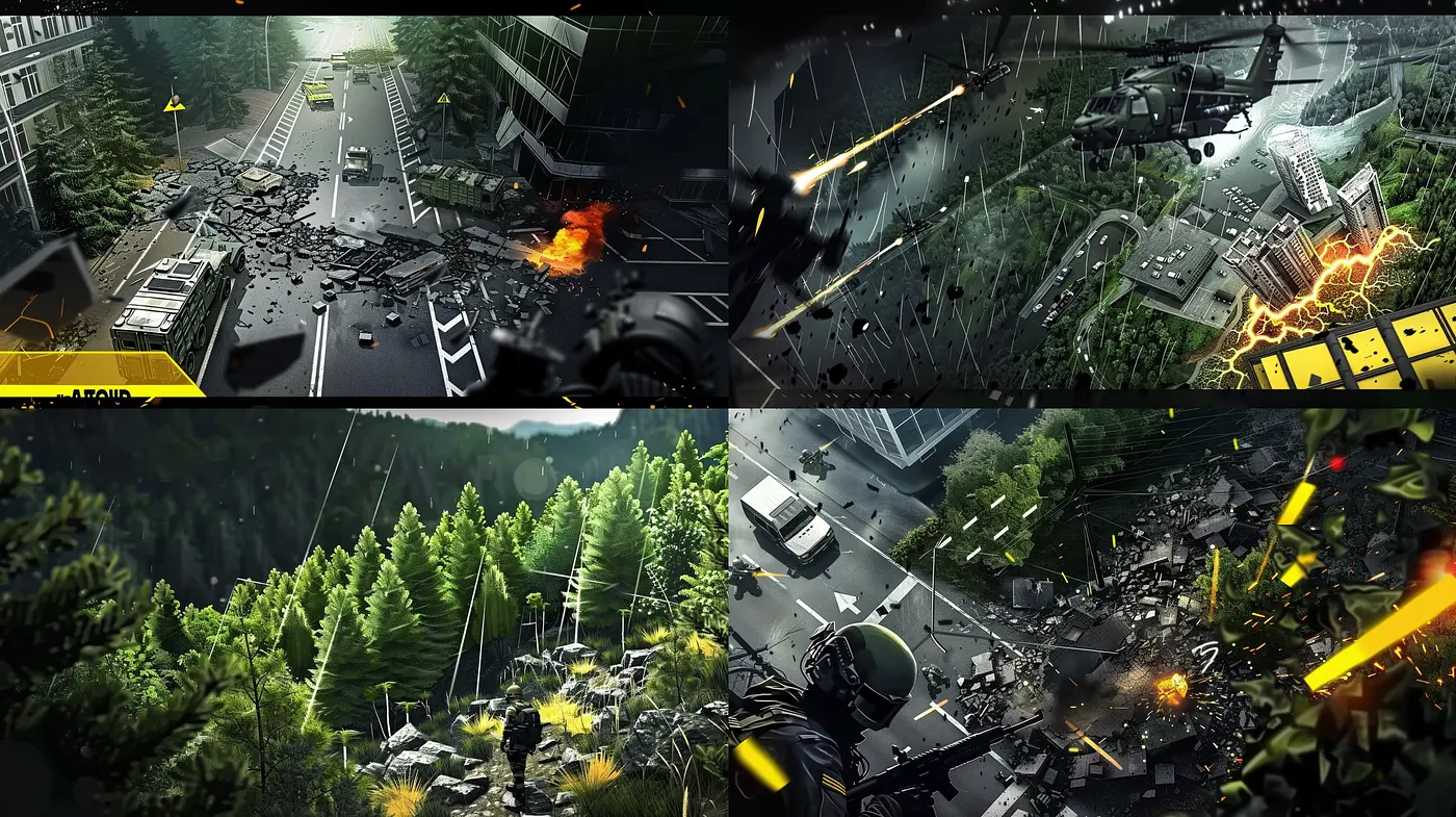 Post-Dystopian Visions: A Gritty Mosaic of Green-Infused Desolation - Midjourney sref style