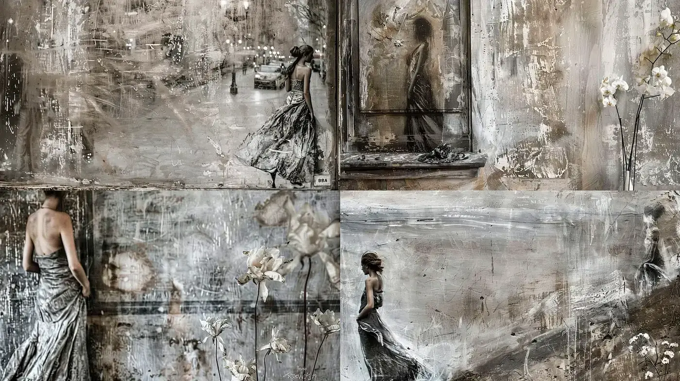 Textured Elegance with a Vintage Touch and Artistic Influence - Midjourney sref style