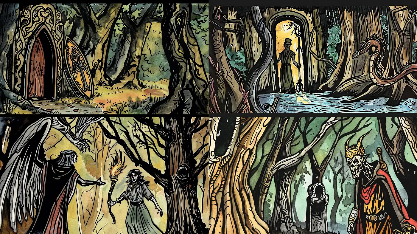 Gothic Enchantment: A Dark Fairy Tale Illustration Style - Midjourney sref style