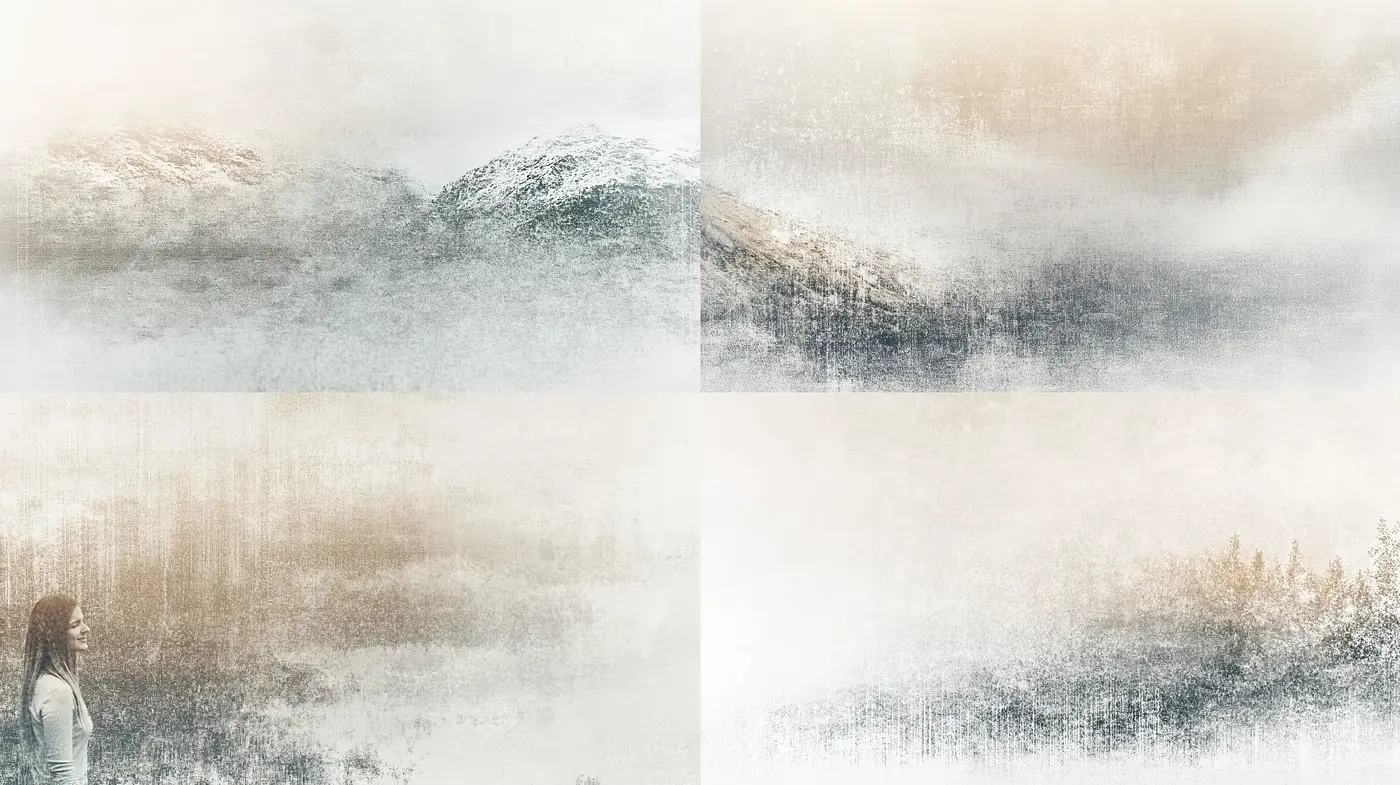 Ethereal Mist and Textured Memories: A Study in Monochromatic Transcendence - Midjourney sref style