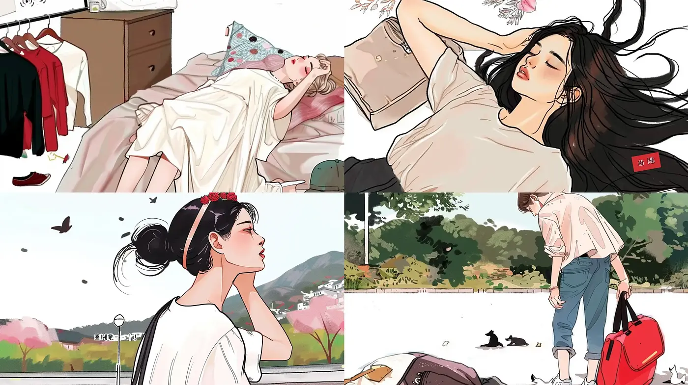 Harmonious Hues and Serene Narratives in Contemporary Illustration - Midjourney sref style