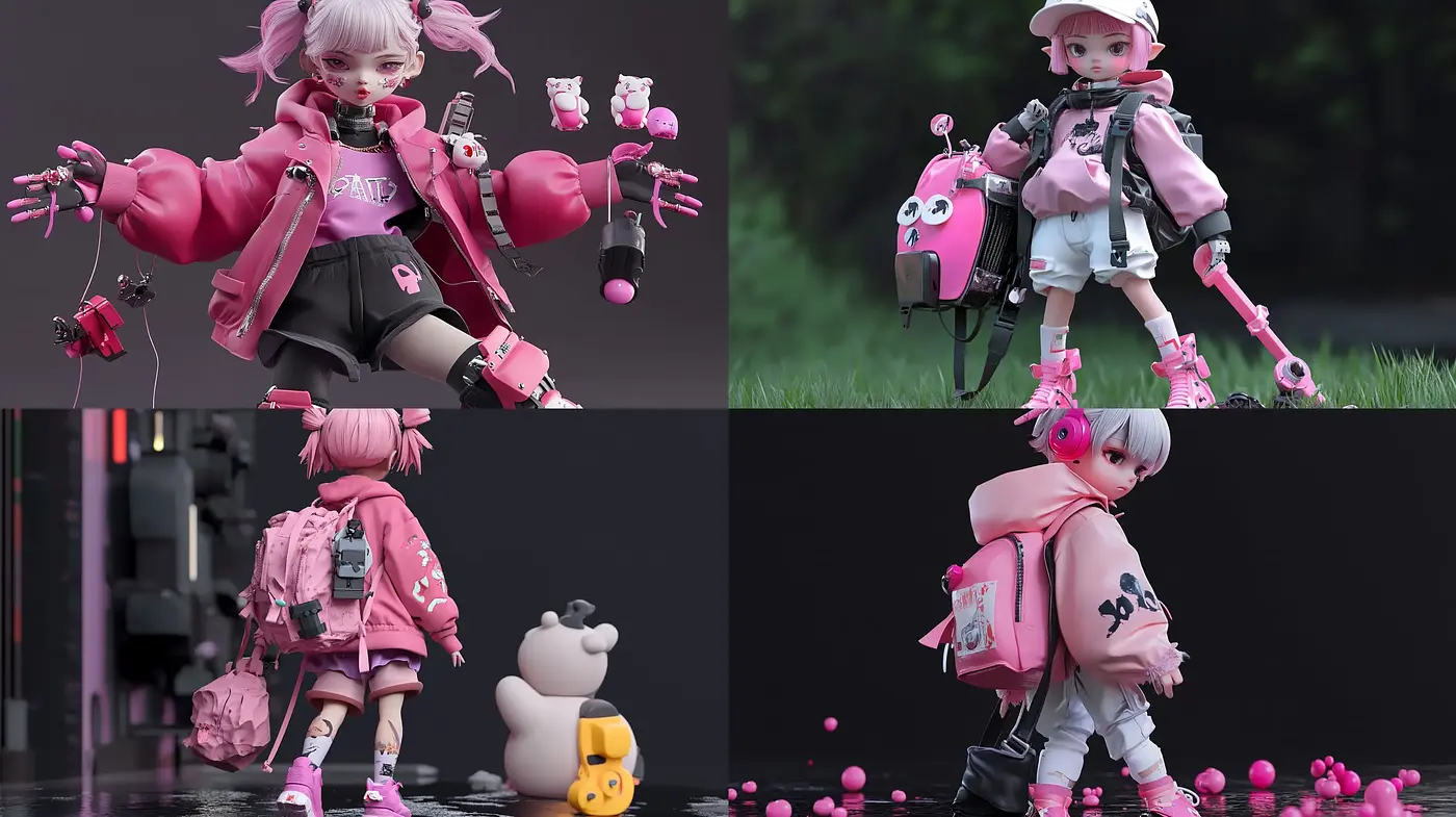 Futuristic Cyberpunk Aesthetic with a Playful Pink Palette - Midjourney sref style