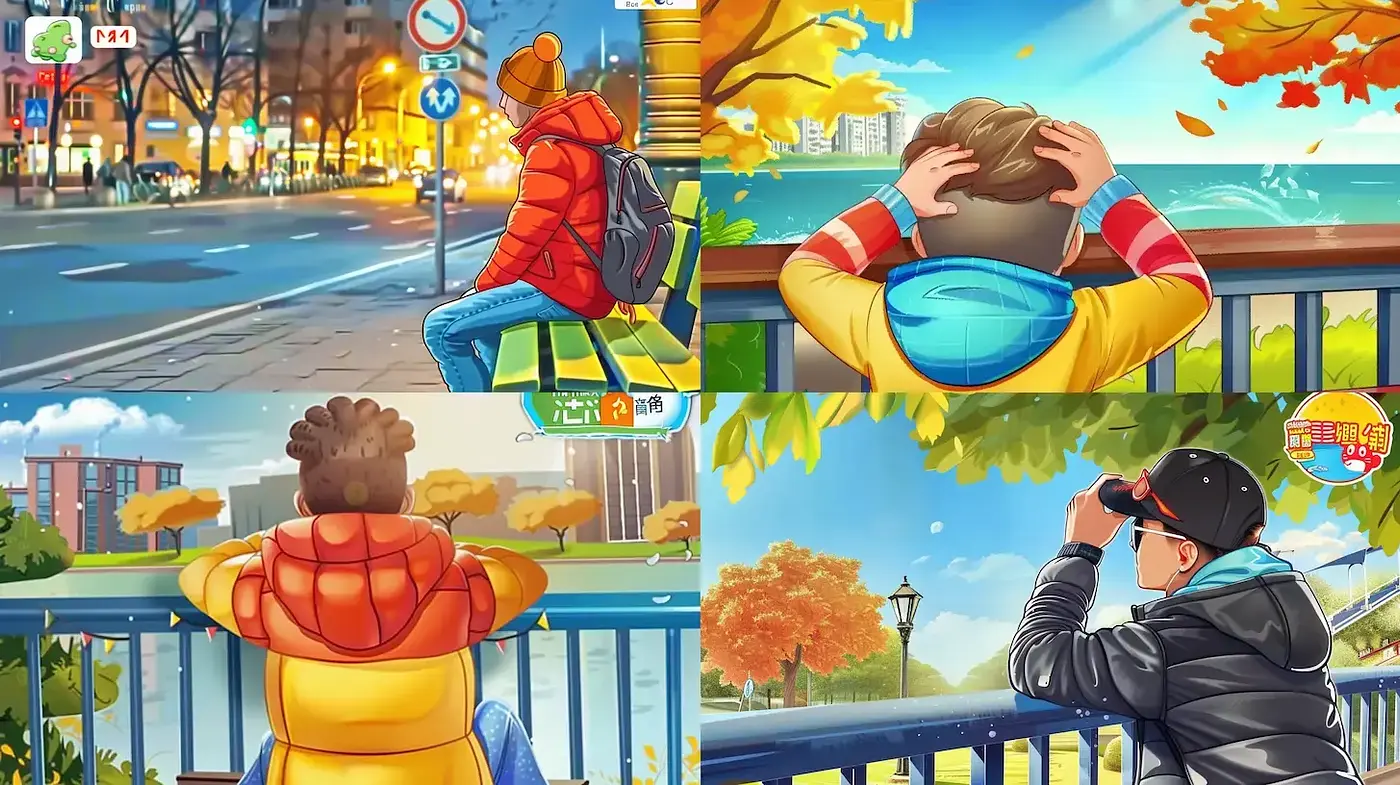 Vibrant and Playful Urban Exploration in a Nostalgic Style - Midjourney sref style