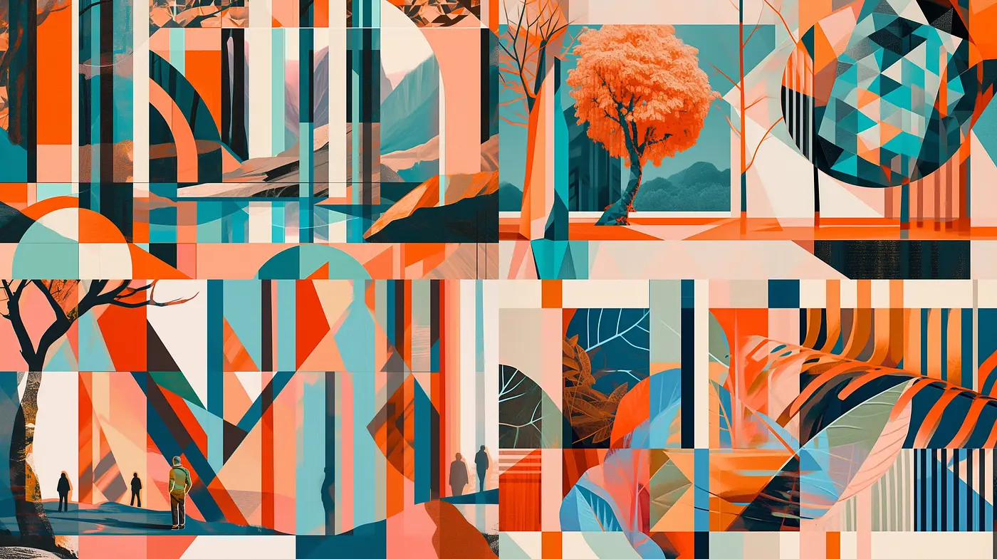 Synthesized Autumnal Geometric Abstract - Midjourney sref style