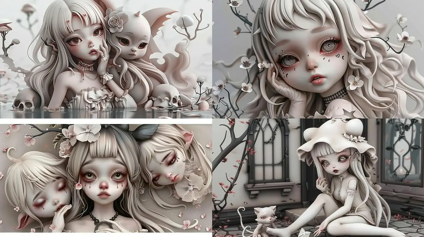 Monochromatic Ethereal Fantasy with Surrealist Overtones - Midjourney sref style