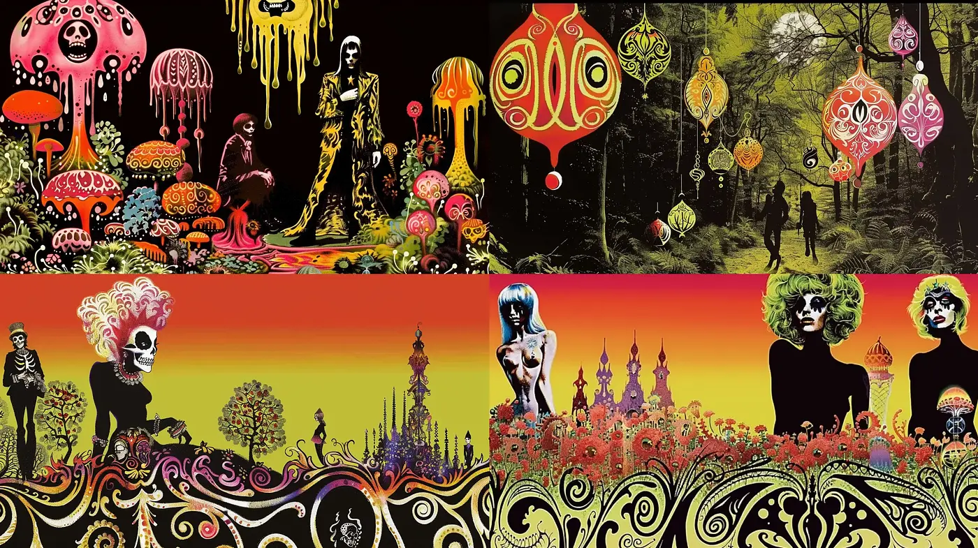 Psychedelic Fusion of Surrealism and Pop Art - Midjourney sref style
