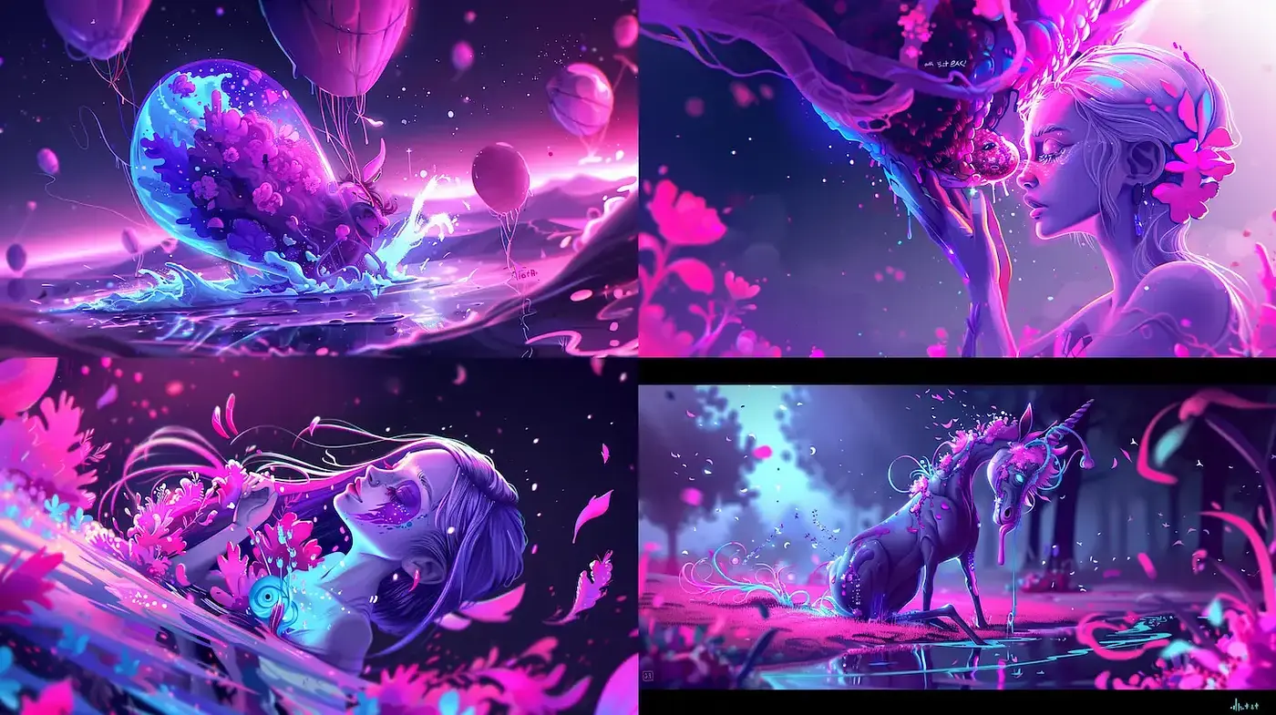 Ethereal and Vibrant Fantasy Art with a Surreal Touch - Midjourney sref style