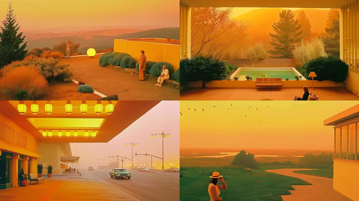 Sunset Hues and Cinematic Nostalgia: A Visual Ode to Serene Moments - Midjourney sref style