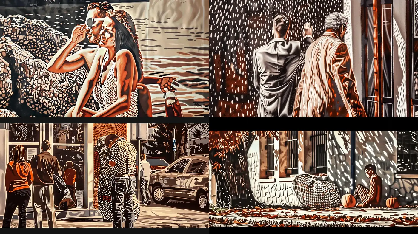 Stylized Chromatic Elegance with a Brushstroke Finish - Midjourney sref style