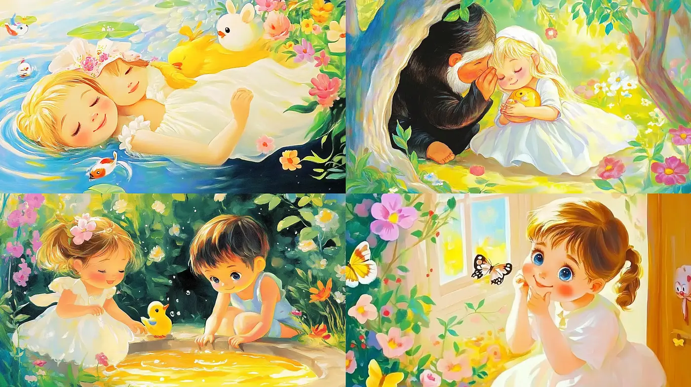 Luminous Idyllic Storybook Illustration - Midjourney sref style