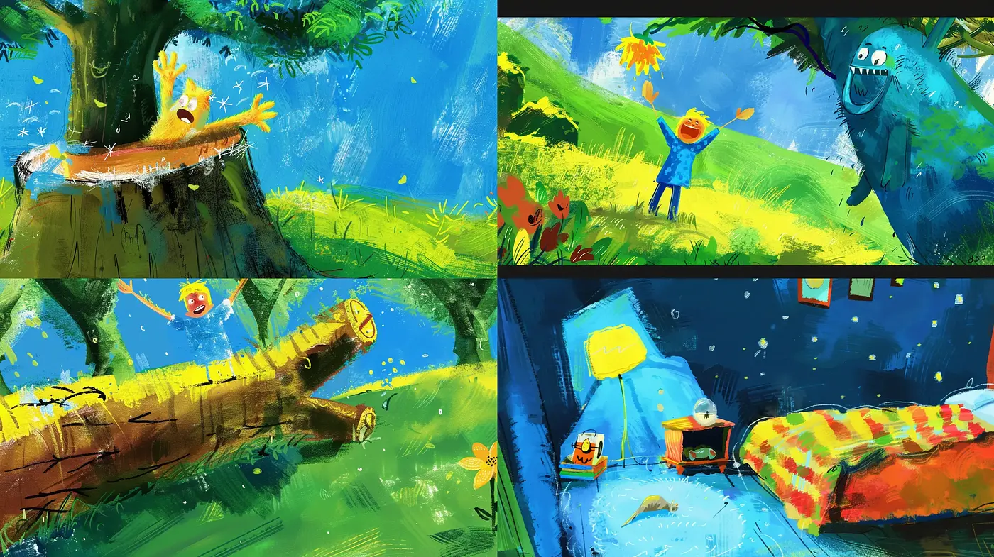 Whimsical Brushwork Vignettes with a Vivid Storybook Appeal - Midjourney sref style