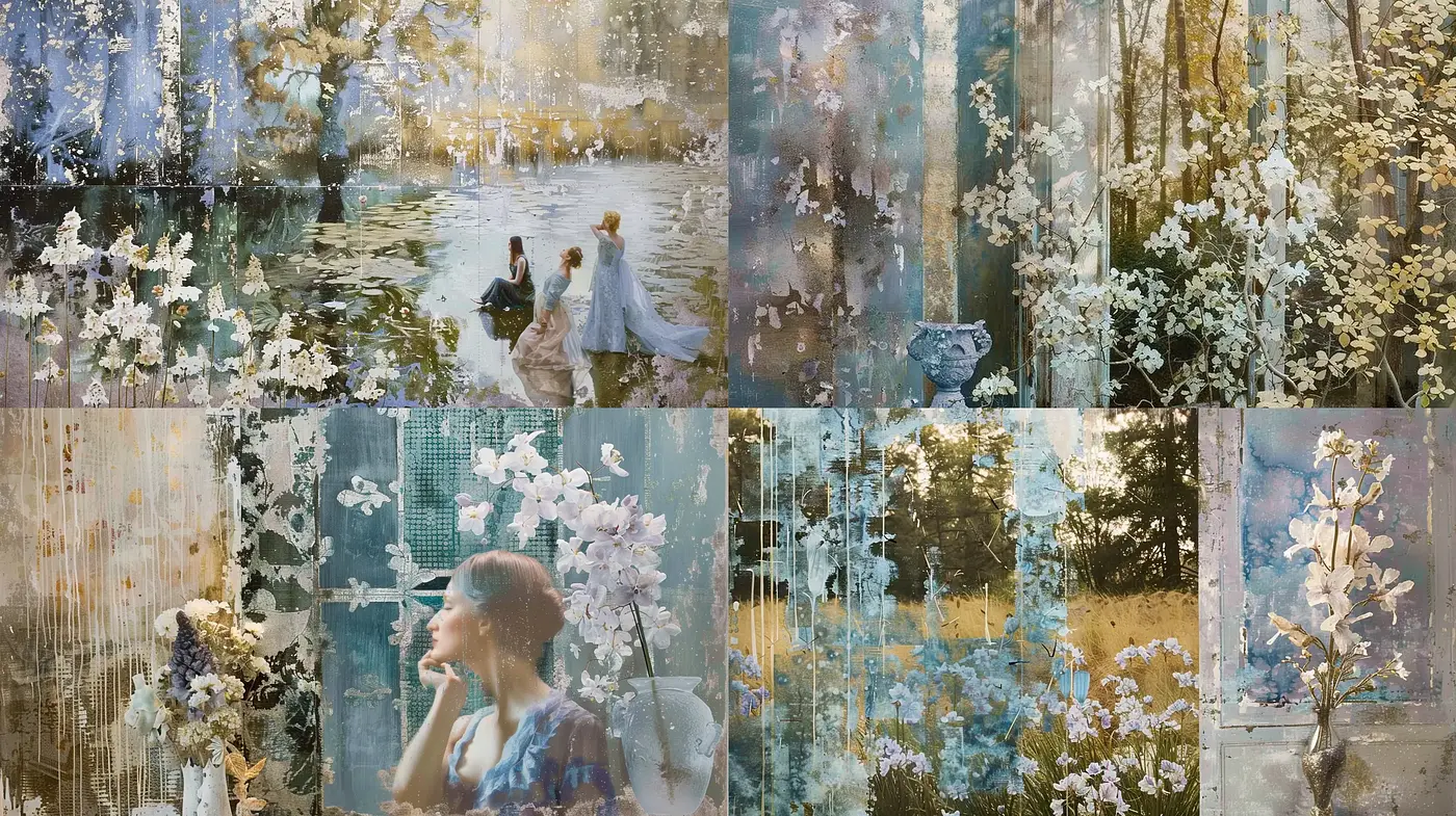 Ethereal Botanical Tapestry: A Fusion of Nature and Textured Impressionism - Midjourney sref style