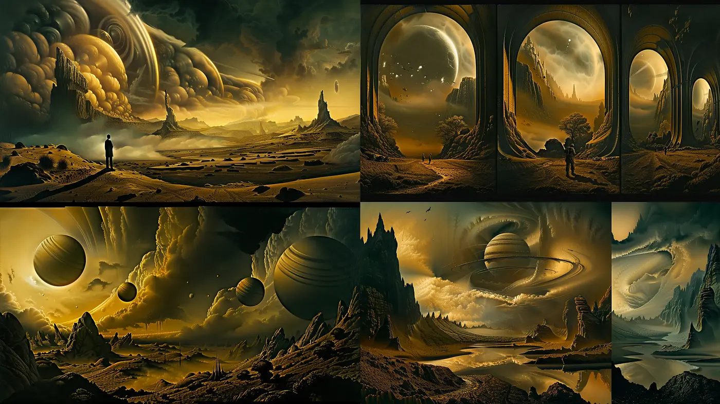 Ethereal Vistas of Distant Worlds: A Consistent Exploration of Sci-Fi Romanticism - Midjourney sref style