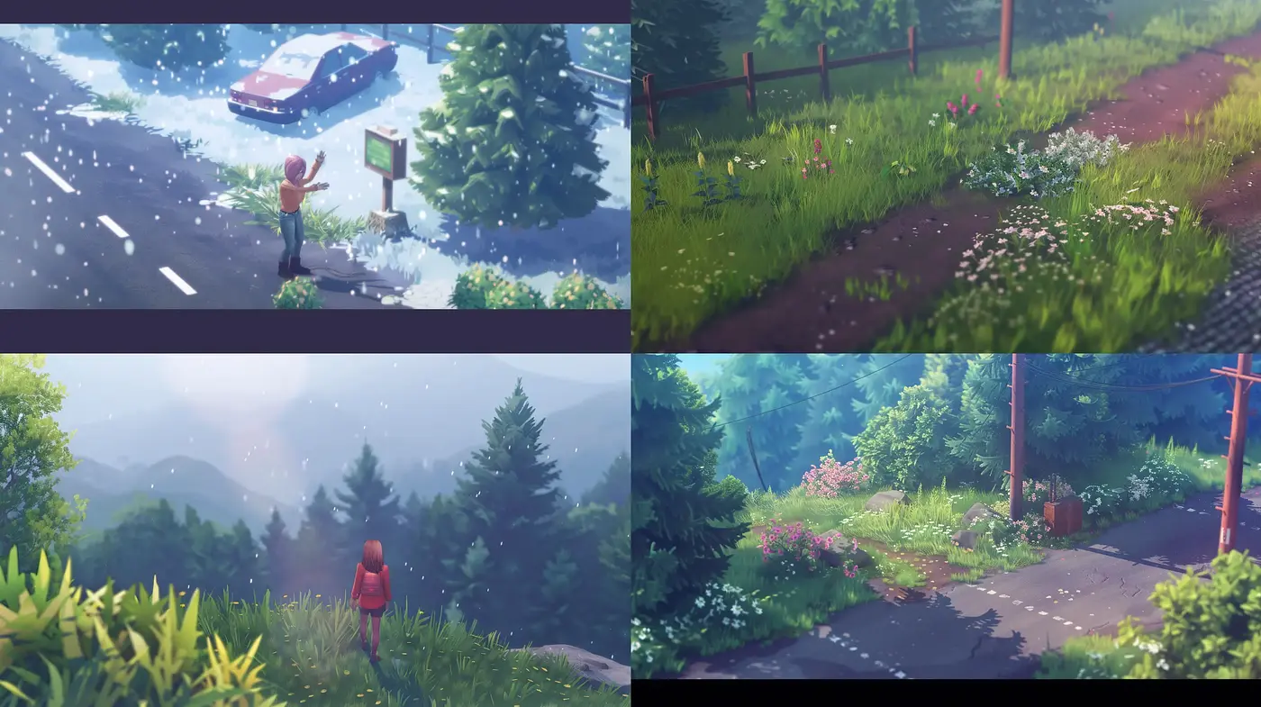 Serene Digitally-Painted Landscapes with a Cohesive Pastel Ambience - Midjourney sref style
