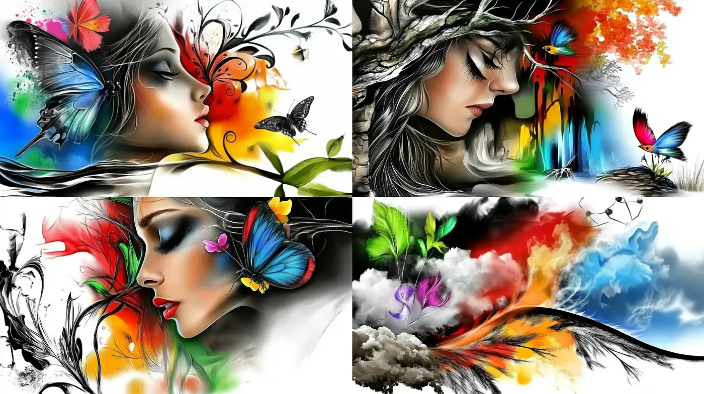 Vibrant Fusion of Nature and Fantasy in Surrealist Brushworks - Midjourney sref style