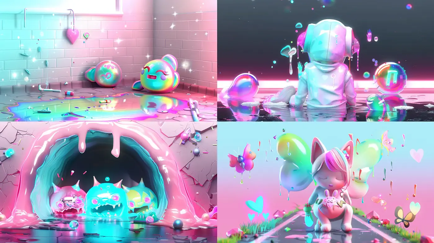 Candy Chromatic Dreamscape in Surreal Gloss - Midjourney sref style