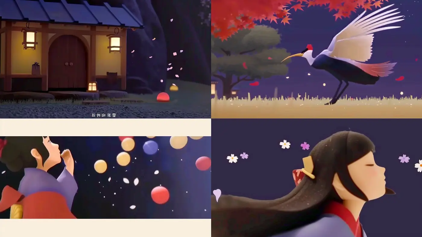 Serene Twilight Ambiance in Stylized Anime Illustrations - Midjourney sref style