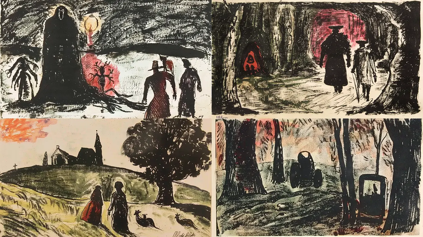 Whispers of an Abstract Elegy: A Fusion of Sombre Tones with Suggestive Textural Narratives - Midjourney sref style