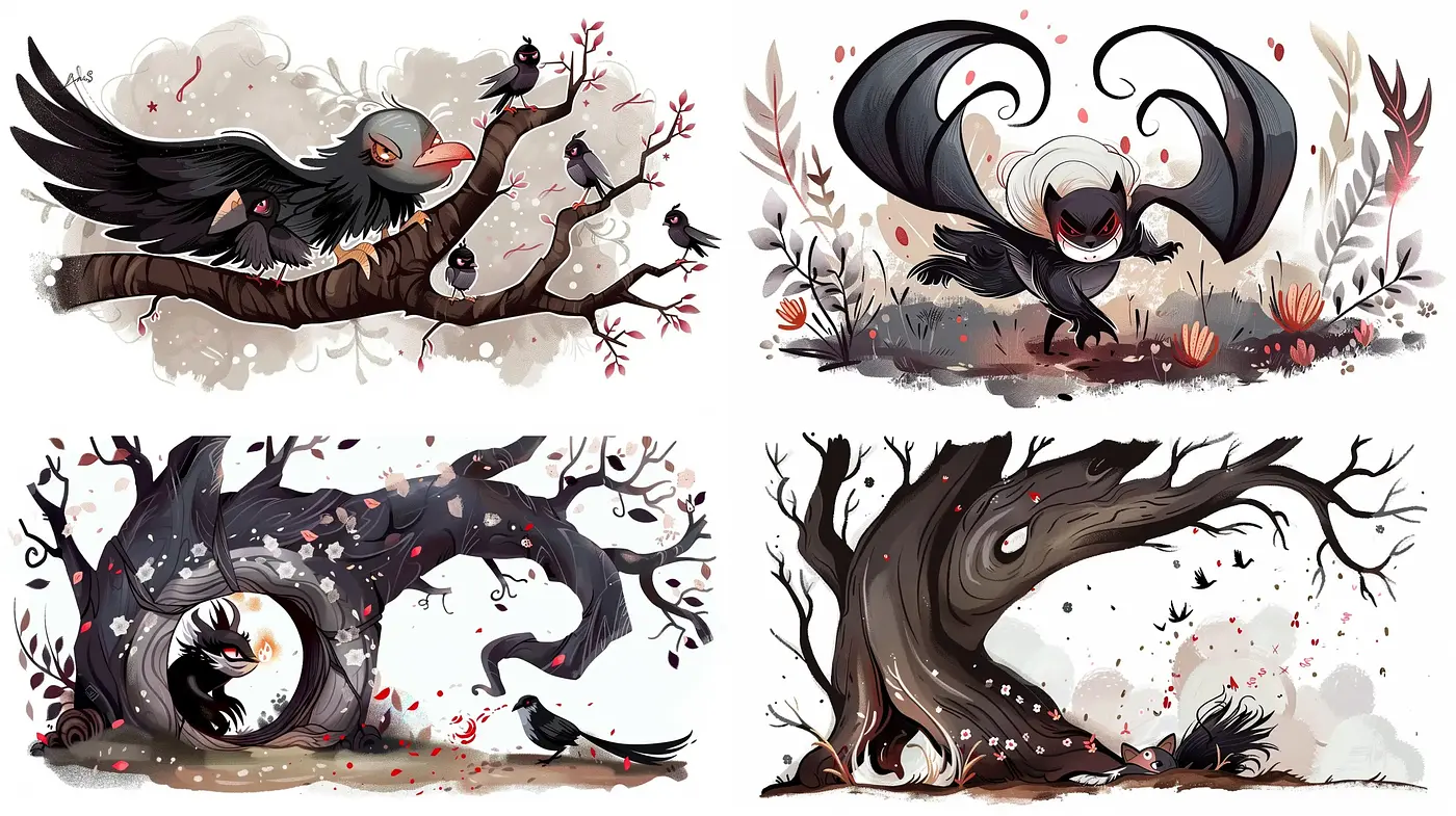 Whimsical Nature Fusion with Stylized Fauna and Flora - Midjourney sref style