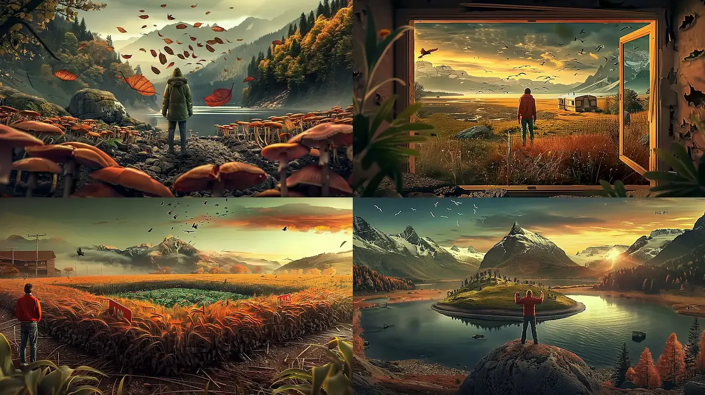 Dramatic Nature Landscapes with a Surreal Touch - Midjourney sref style