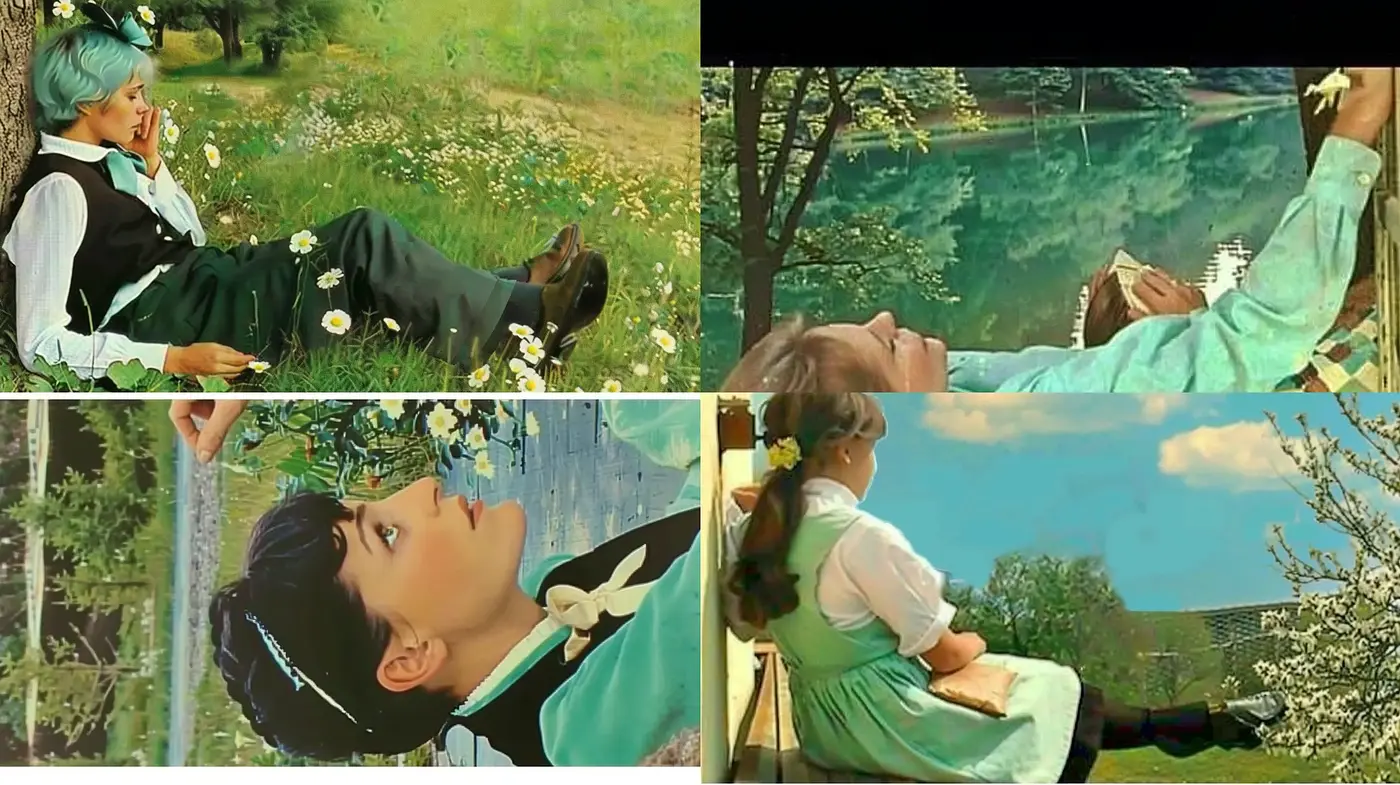 Pastoral Serenity Meets Classic Anime: A Dreamy Blend of East and West - Midjourney sref style