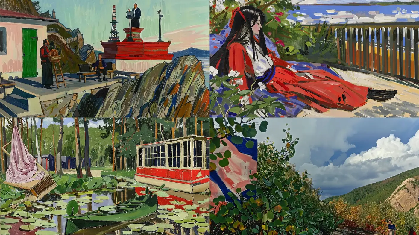 Lush Brushwork and Vivid Nature in Post-Impressionist Homage - Midjourney sref style
