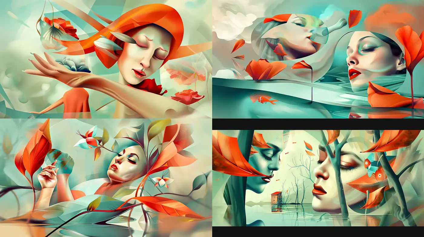 Dreamlike Synthesis of Surrealism and Modern Digital Art - Midjourney sref style