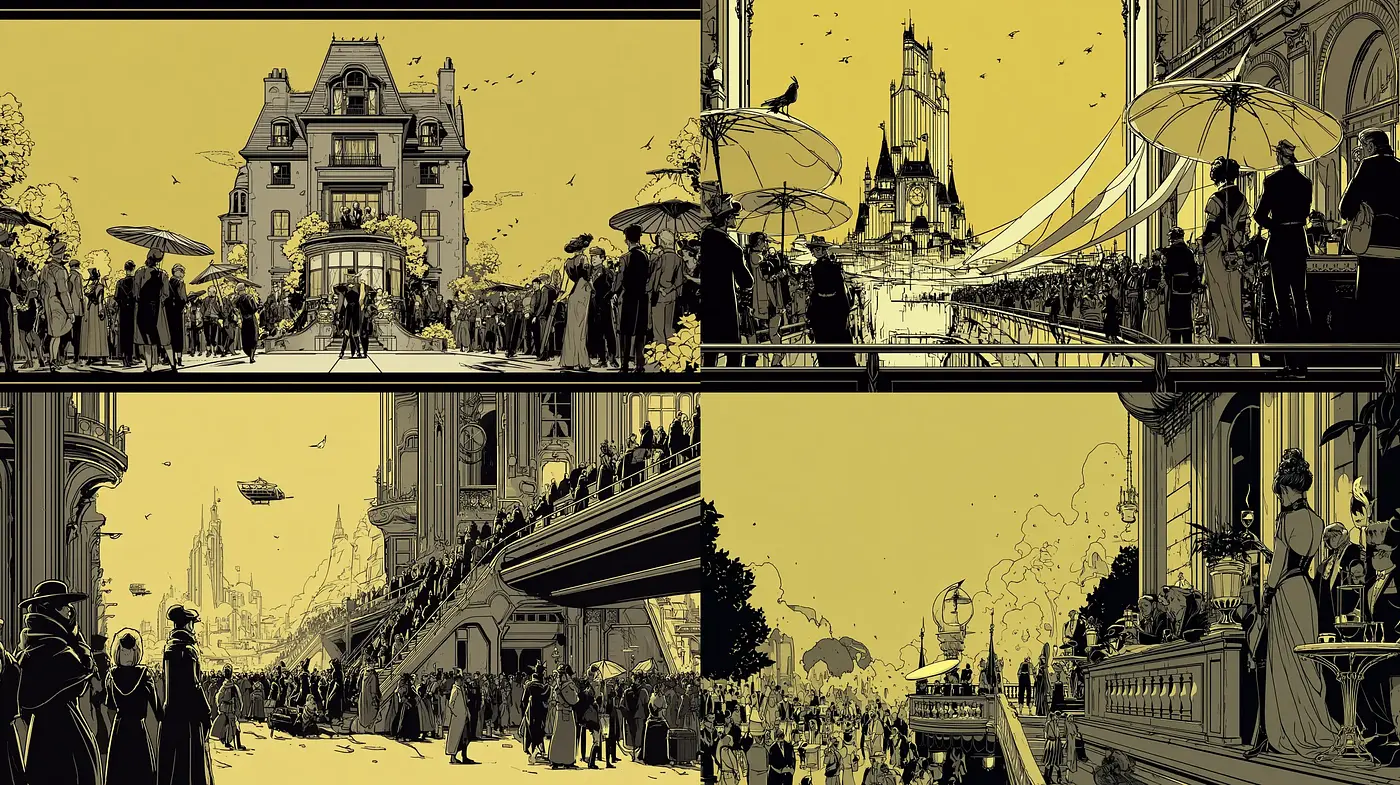 Exploration of a Futuristic Vintage Style in Graphic Art - Midjourney sref style