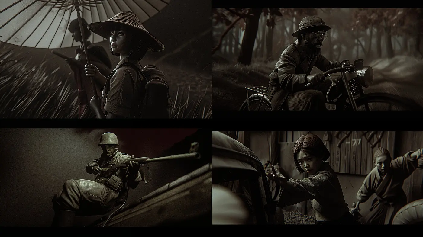 Monochromatic Elegance: A Nostalgic Homage to Vintage Cinematic Photography - Midjourney sref style