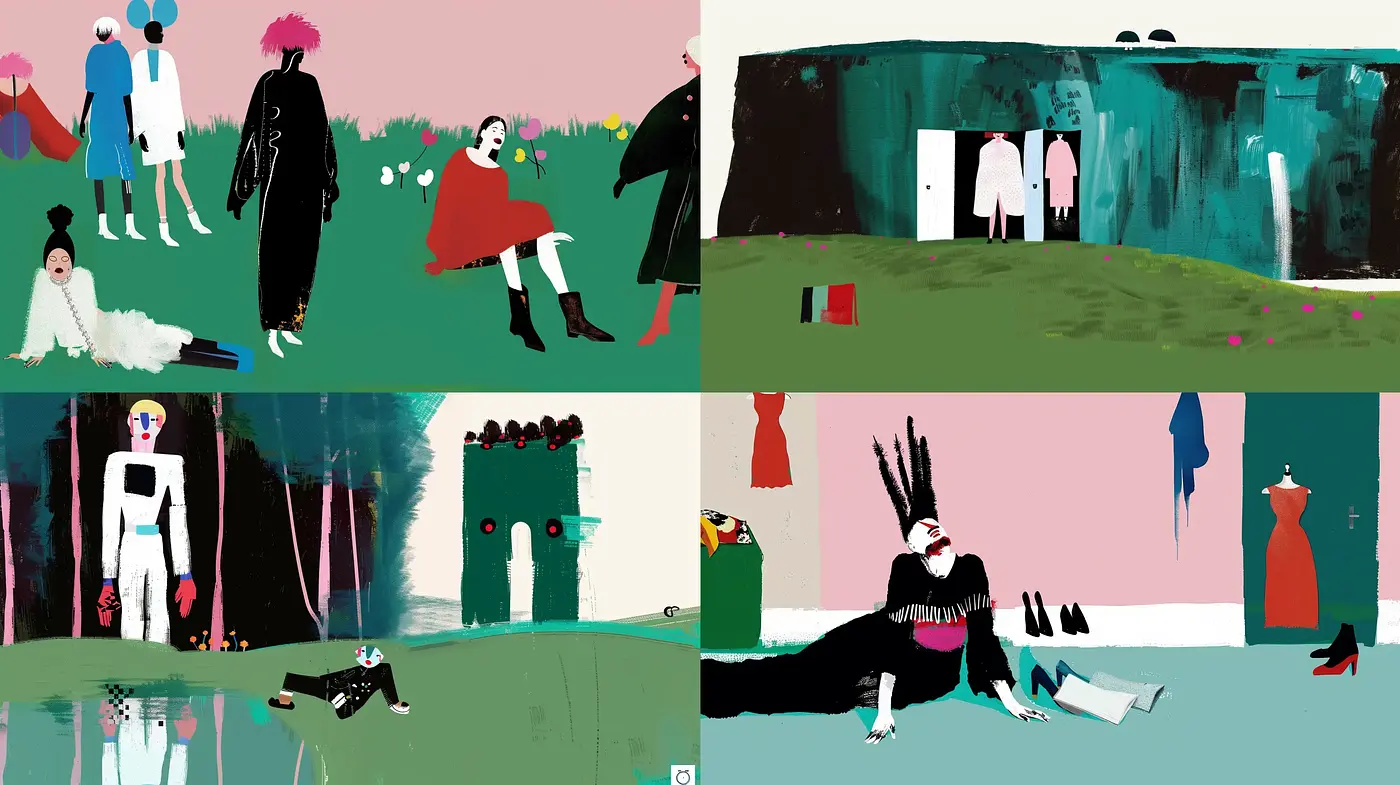 Abstract Expressionist Interpretations with a Vivid Teal and Red Exploration - Midjourney sref style