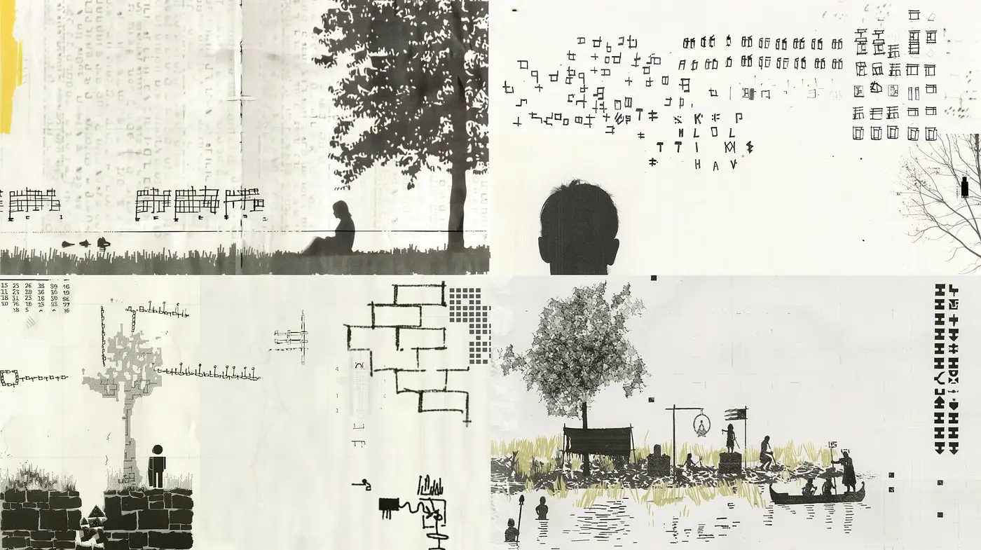 Monochrome Mosaic Ethereal Reflections - Midjourney sref style