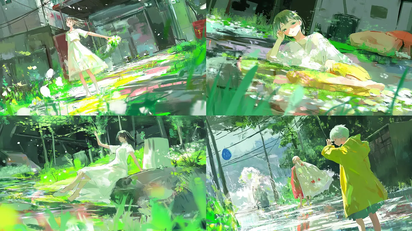 Luminous Whimsy: A Contemporary Blend of Vivid Impressionism and Anime Inspirations - Midjourney sref style