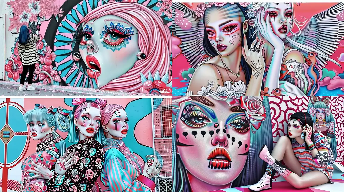 Surreal Candy-Colored Dreamscape with Pop Surrealist Influence - Midjourney sref style