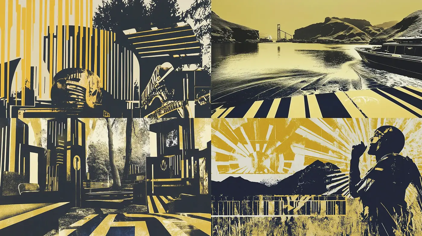 Stylized Silhouette Contrasts with Monochromatic Hues and Bold Lines - Midjourney sref style