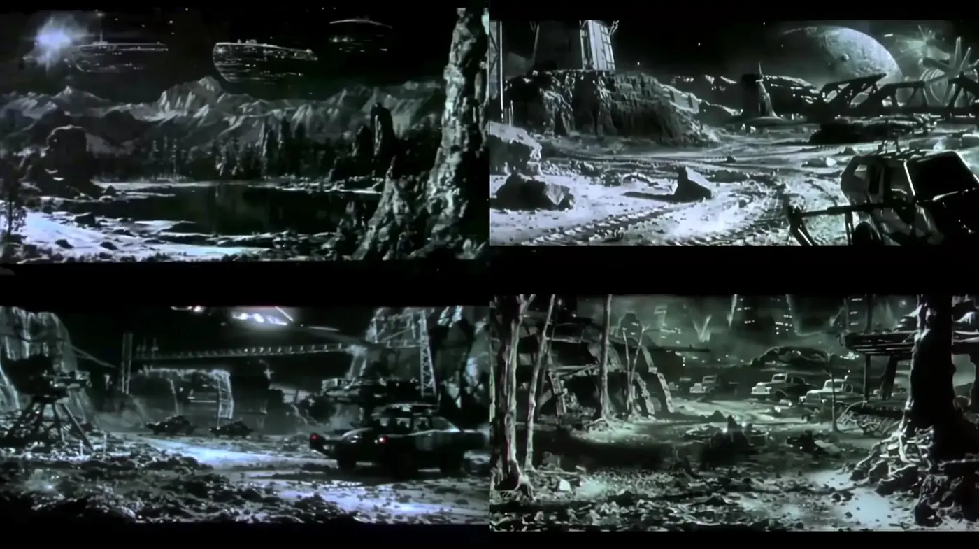 Futuristic Noir Panoramas: A Homage to Sci-Fi Ancestry - Midjourney sref style