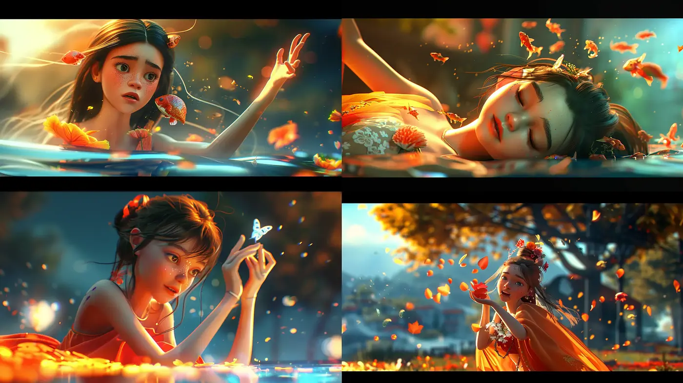 Enchanted Twilight: A Cinematic Tableau of Warm Hues and Luminous Detail - Midjourney sref style