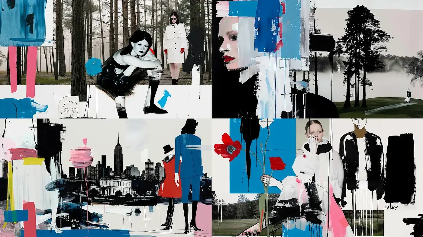 Contemporary Mixed Media Aesthetic with a Distinctive Urban Edge - Midjourney sref style