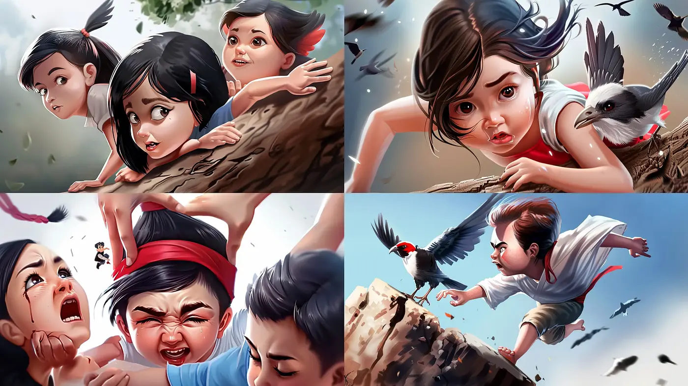 Energetic and Expressive Childlike Adventure in Digital Brushwork - Midjourney sref style