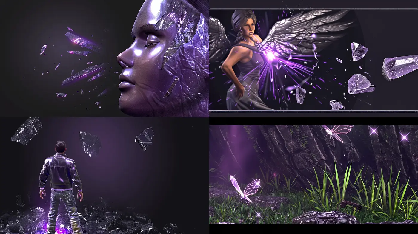 Ethereal Shades of Amethyst: A Synthesis of Digital Artistry and Surreal Imagery - Midjourney sref style