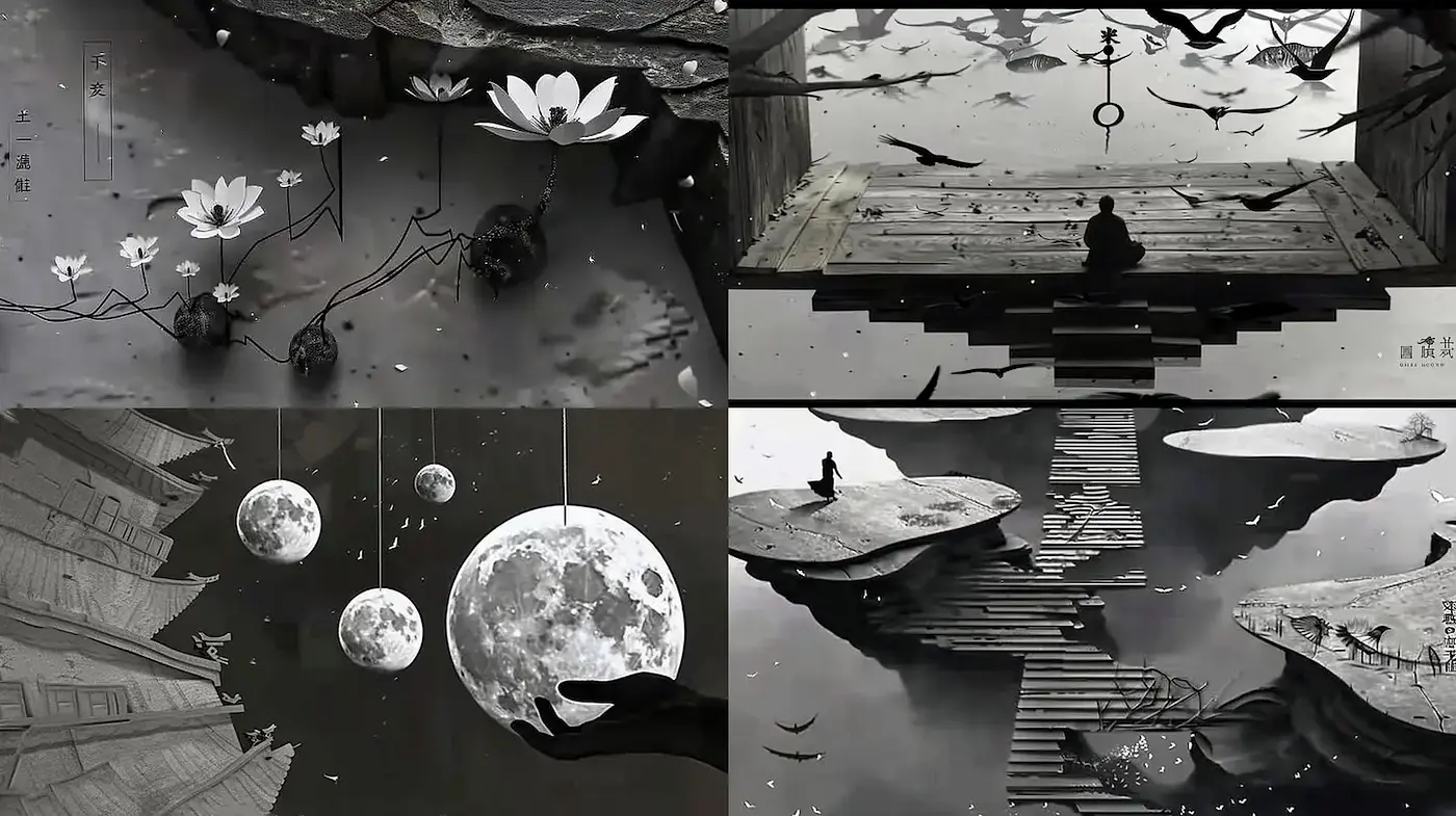 Contemplative and Ethereal Worlds Explored Through Minimalist Design - Midjourney sref style
