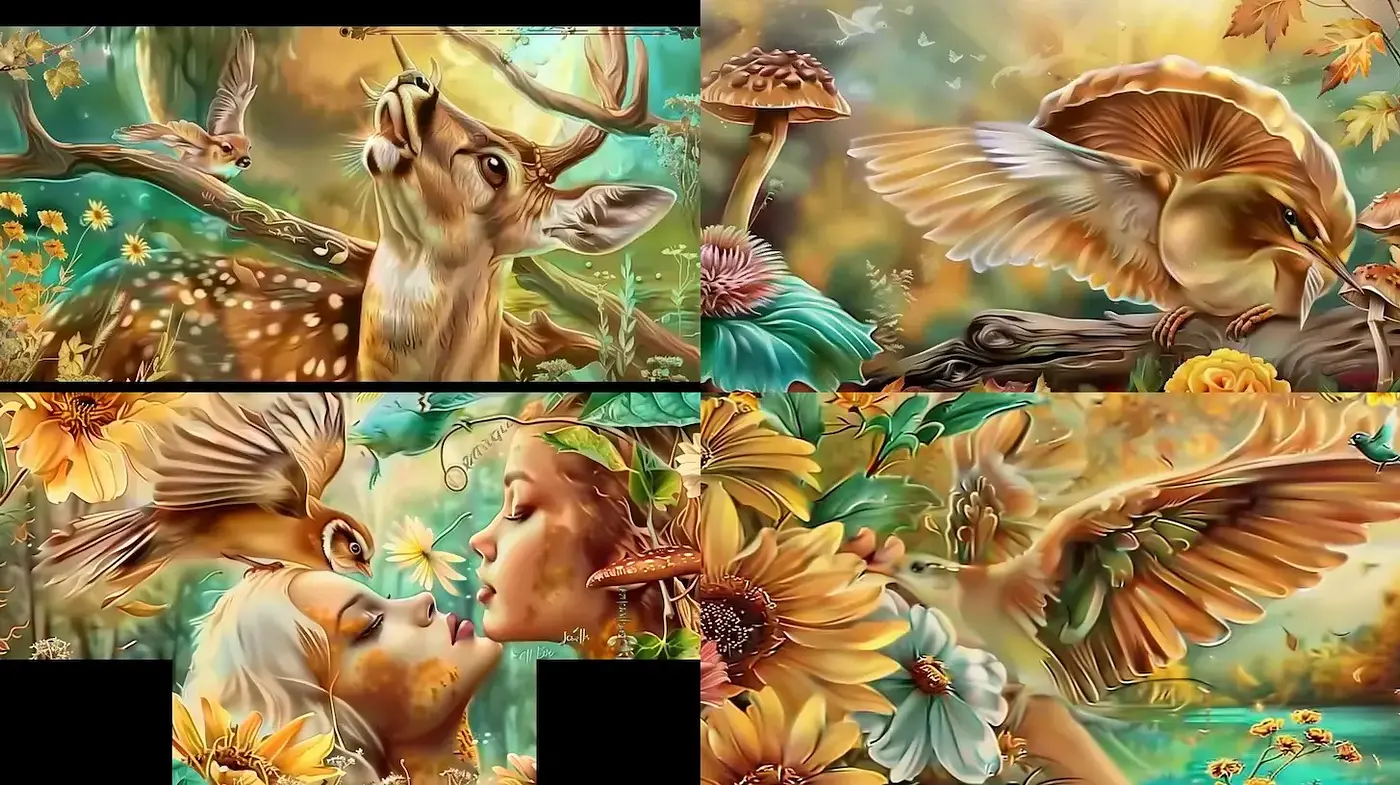 Whimsical Nature Scenes with Ethereal Elements - Midjourney sref style