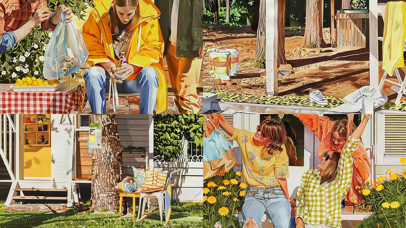 Sun-drenched Harmonies: A Study in Vivid Photorealism and Textured Tranquility - Midjourney sref style
