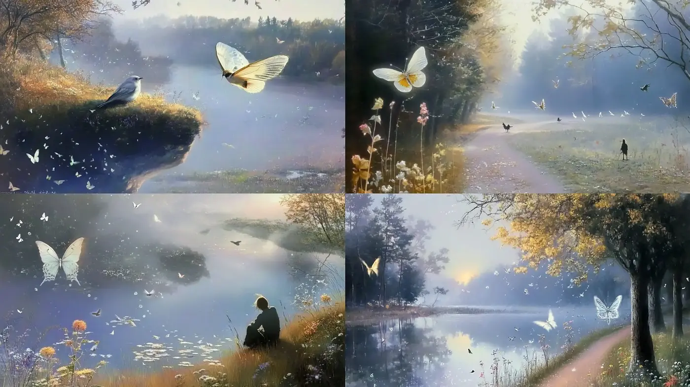 Ethereal Twilight Vistas with Pastel Harmony - Midjourney sref style