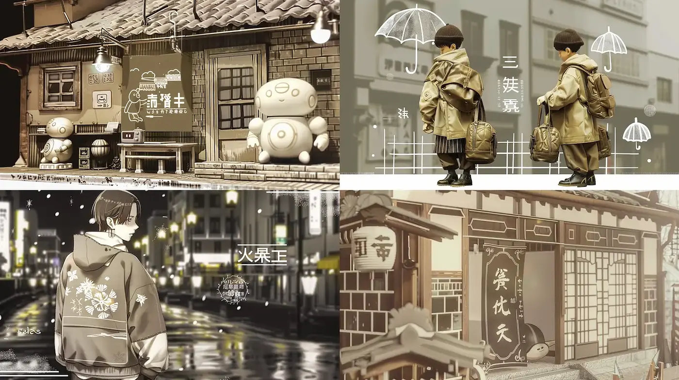 Stylized Urban Nostalgia with Whimsical Elements - Midjourney sref style