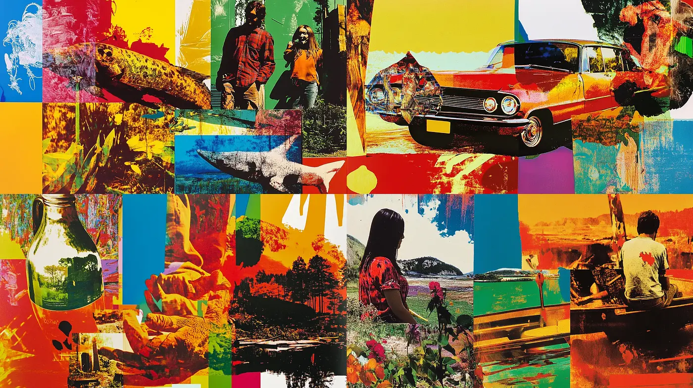 Vibrant Collage of Surrealism and Pop Art - Midjourney sref style
