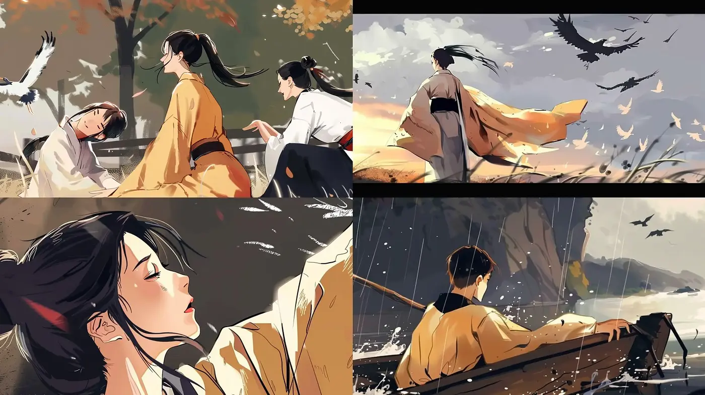 Elegantly Stylized Autumnal Anime Artistry - Midjourney sref style