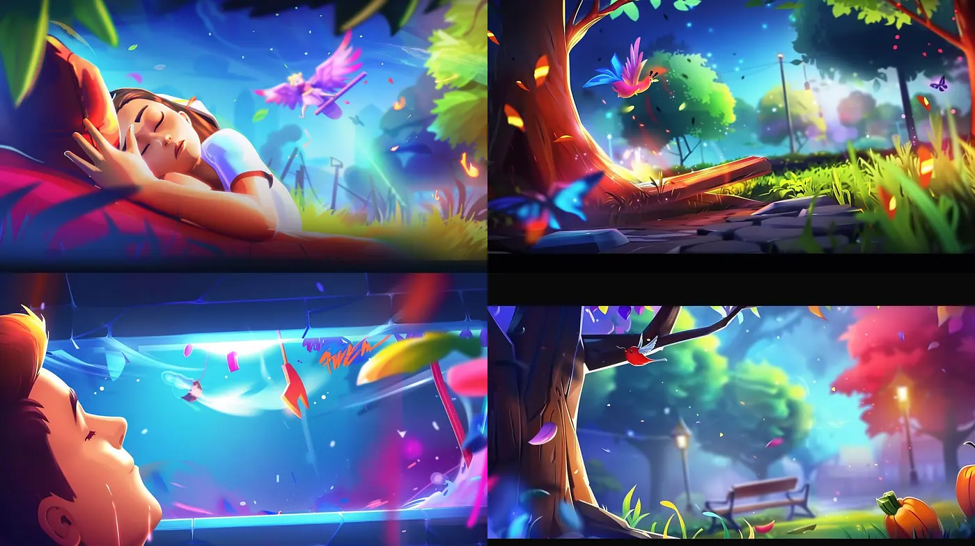 Luminescent Dreamscape in Stylized Digital Art - Midjourney sref style