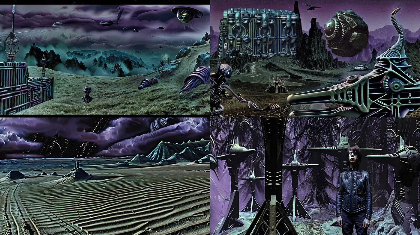 Ethereal Dystopian Vistas: A Homage to Convergent Sci-Fi Realms - Midjourney sref style