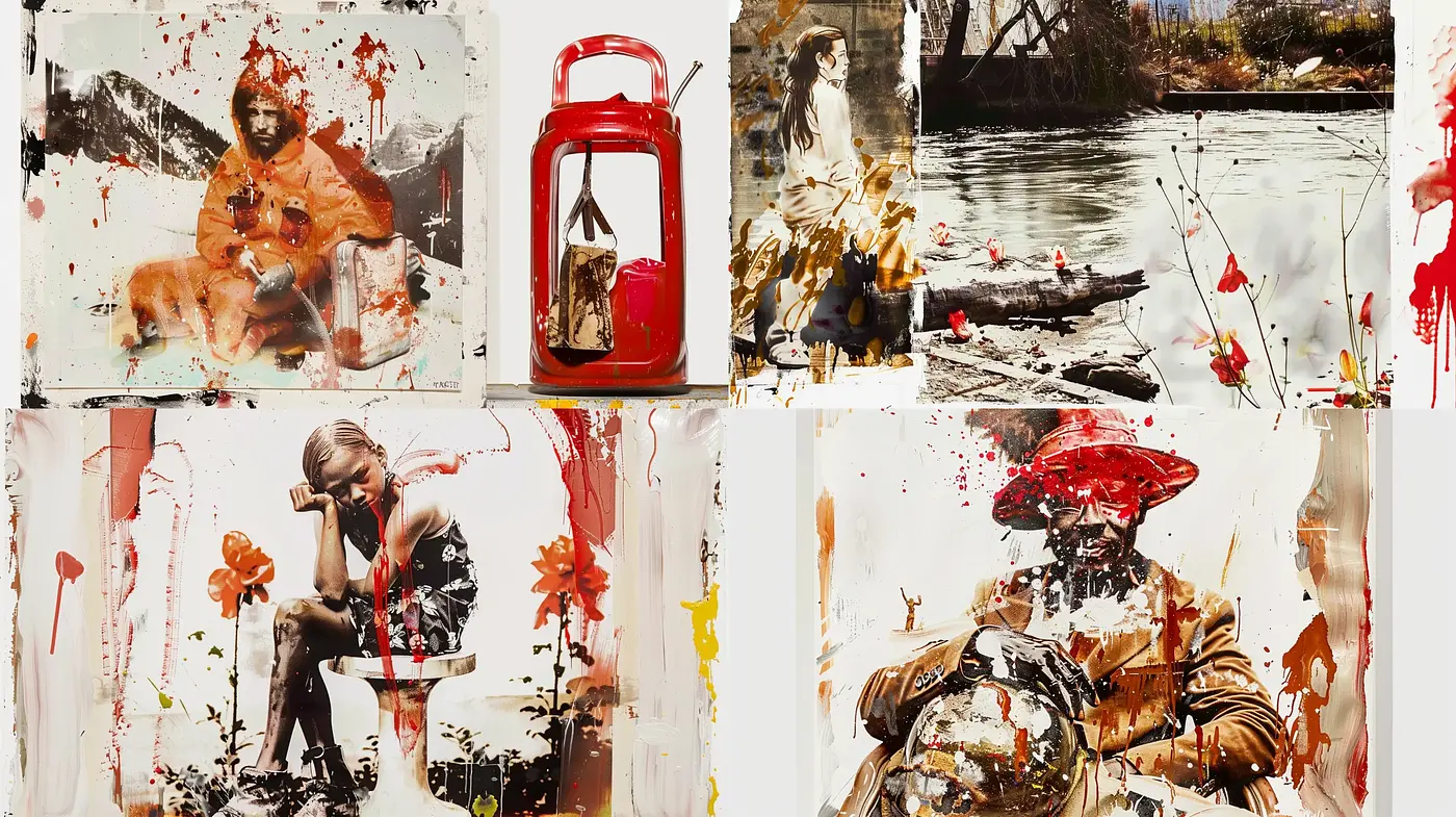 Abstract Expressionist Blend with Photorealistic Fragments - Midjourney sref style